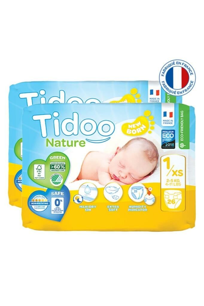 Tidoo Ekolojik Bebek Bezi Yenidoğan 1 Beden 2-5 Kg 26x2 52 Adet