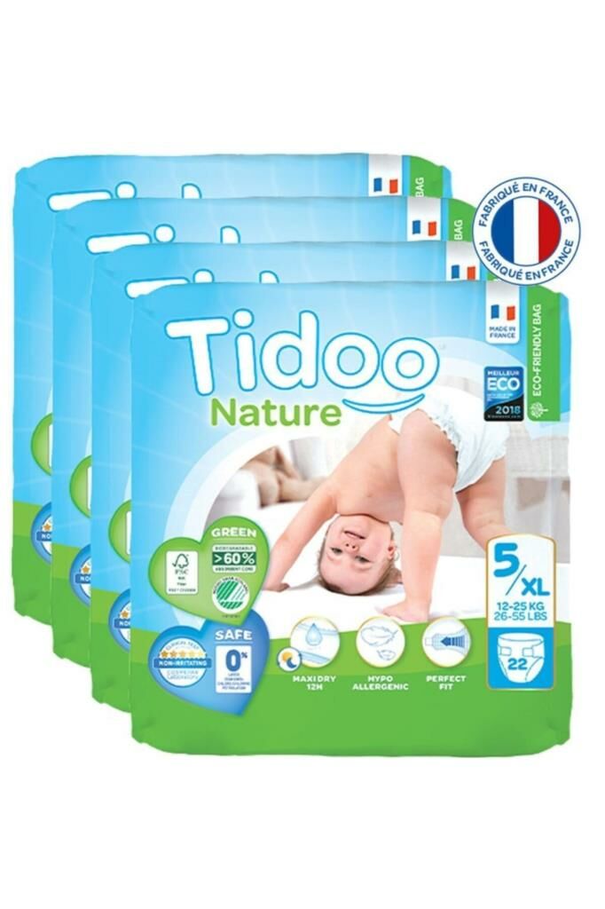 Tidoo Hipoalerjenik Ekolojik Bebek Bezi 5 Beden 12-25 Kg 22x4 88 Adet