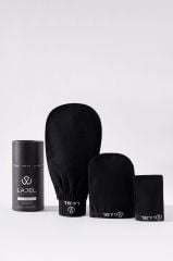 Lajel Premium Siyah 3'lü Kese Seti, Peeling Eldiveni, Yüz Kesesi Floş Ipek Normal,orta,hassas Ciltler
