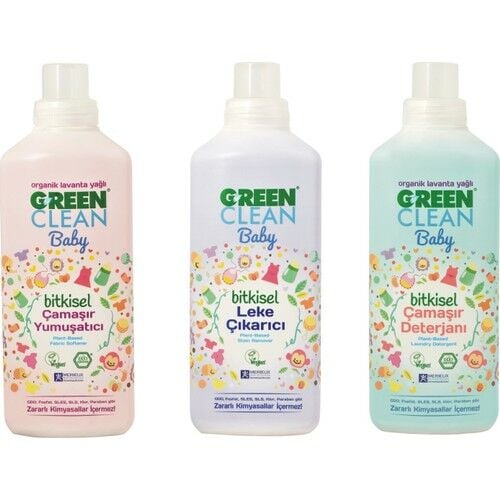 U Green Clean Baby Çamaşır Deterjanı Yumuşatıcı Leke Çıkarıcı Seti