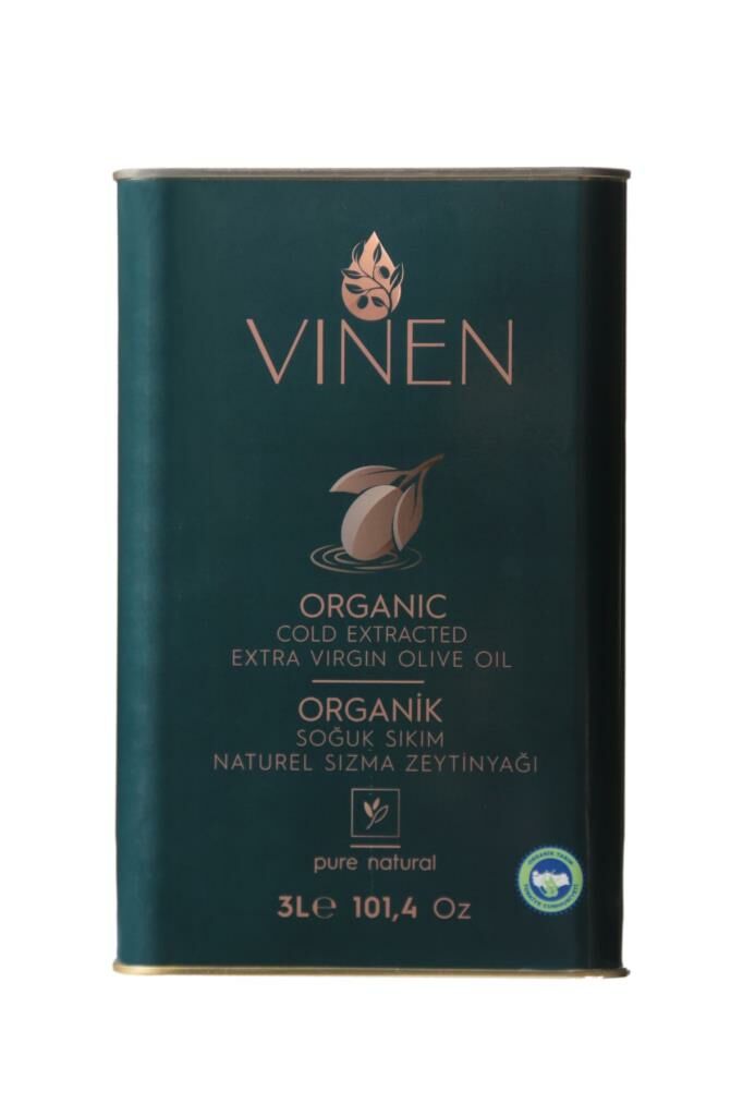 Vinen Organik Soğuk Sıkım Naturel Sızma Zeytinyağı 3lt