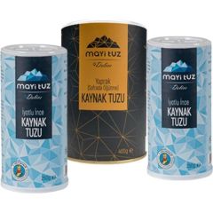Mayi Tuz Kaynak Tuz Seti  (2 x yaprak tuz 400 gr + tuzluklu 250 gr)