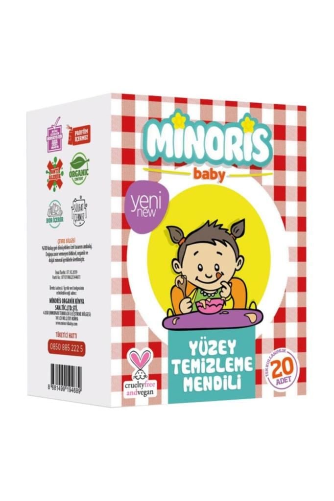 Minoris Organik Yüzey Temizleme Mendili Tek Paketli 20 Adet 2'li Set