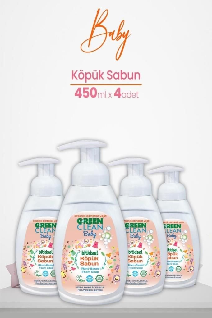 U Green Clean Baby Köpük Sabun Portakal Yağlı 450 ml x 4 Adet