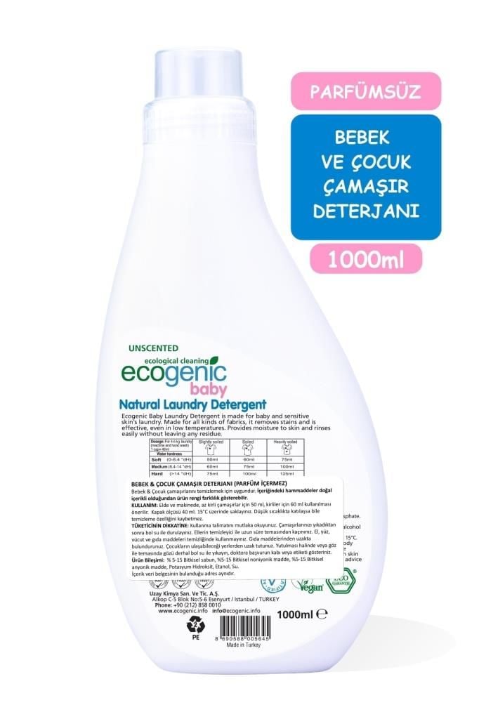 Ecogenic Bebek & Çocuk Çamaşır Deterjanı (parfüm Içermez) 1000ml