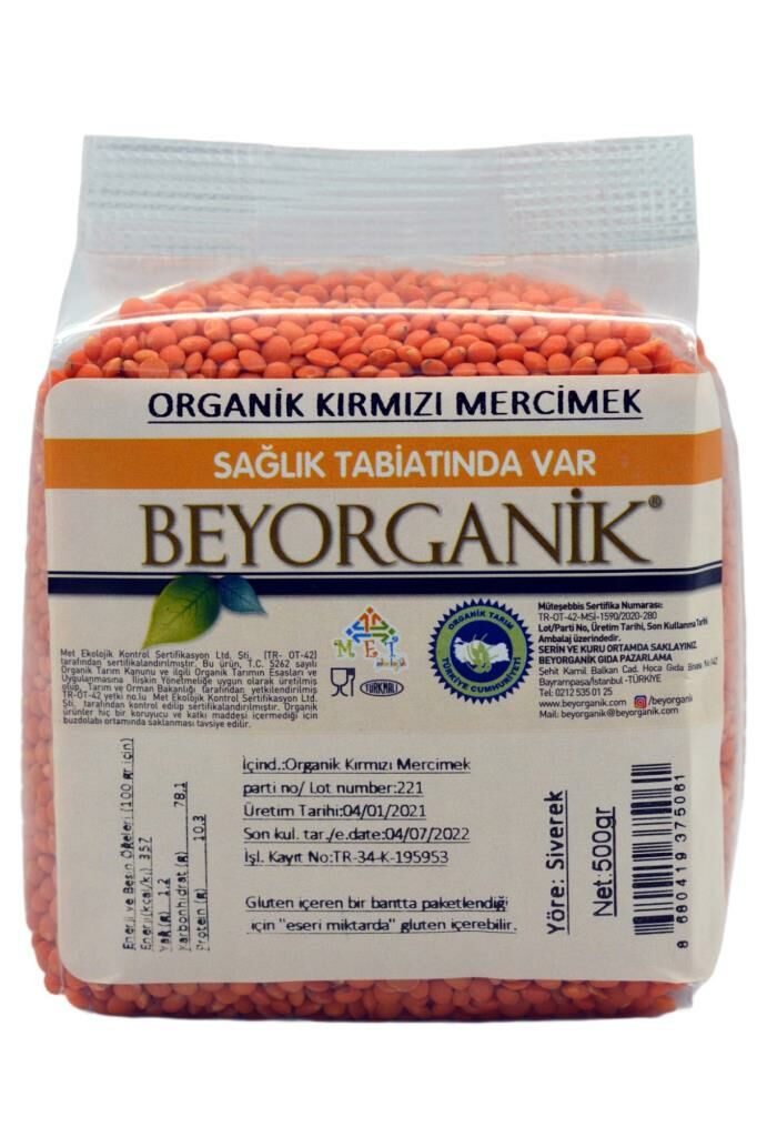 BeyOrganik Kırmızı Mercimek 500 gr