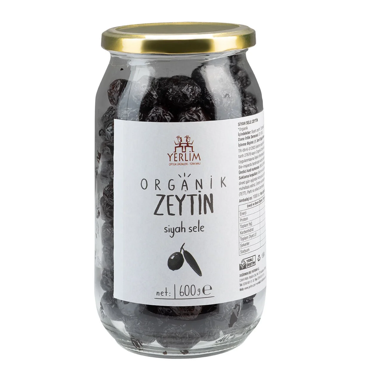 Yerlim Organik Zeytin - Siyah Sele ( 600 g )