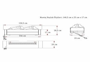 150 cm (3 Boyutlu) Elektrikli Şömine