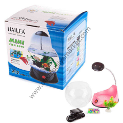 Hailea V02 Led Işıklı Mini Fanus Pembe 1,8 L