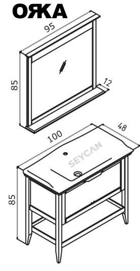 Orka Bastle 100 cm Asma Banyo Dolabı