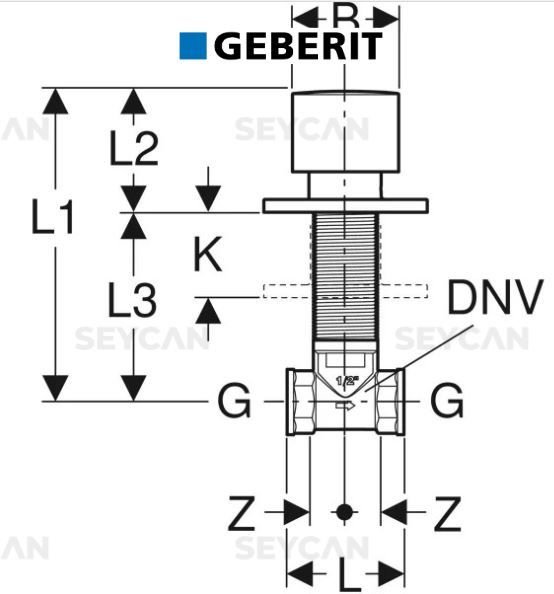 Geberit Kare Ankastre Stop Valf