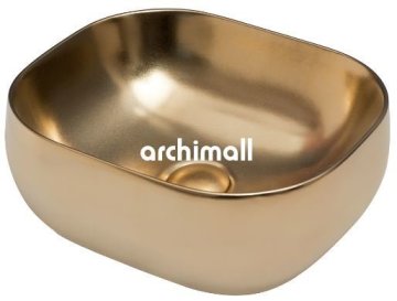 Niv 42x37cm Tezgahüstü Lavabo Mat Altın