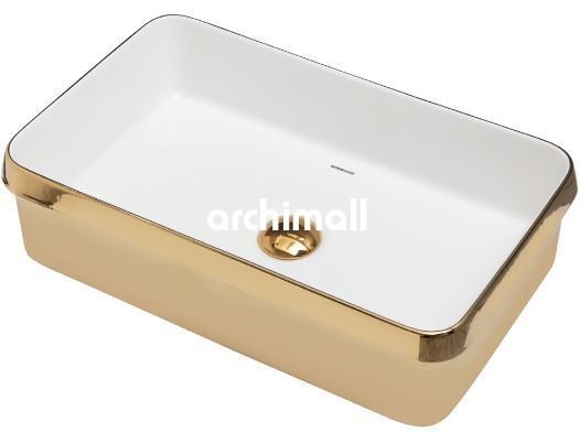 Lyra 60x37cm Gömme Lavabo Altın Beyaz