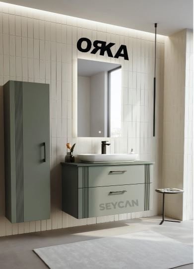 Orka Bari 100 Asma Banyo Dolabı Çanak Lavabolu