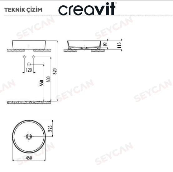 Creavit Loop Mat Beyaz 45 cm Çanak Lavabo