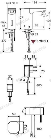 SCHELL Celis E Tek Su Girişli Fotoselli Lavabo Bataryası