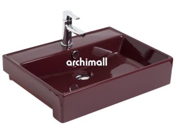 KastraYT 60x46cm Yarım Tezgah Lavabo Bordo