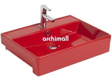 KastraYT 60x46cm Yarım Tezgah Lavabo Kırmızı