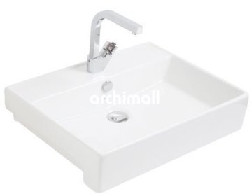 KastraYT 60x46cm Yarım Tezgah Lavabo Mat Beyaz