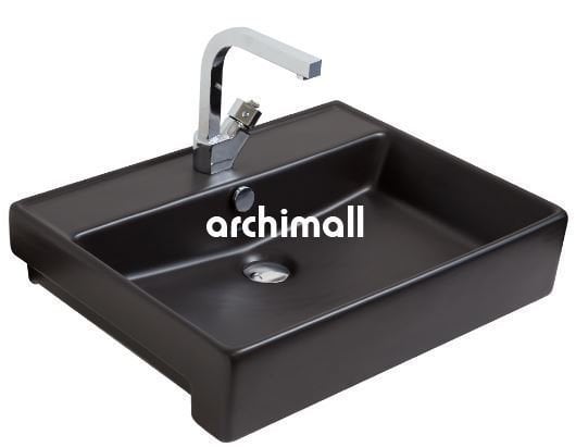 KastraYT 60x46cm Yarım Tezgah Lavabo Mat Siyah