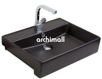 KastraYT 60x46cm Yarım Tezgah Lavabo Mat Siyah