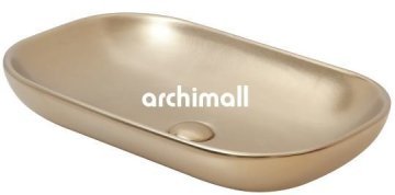 Alya 65x41cm Tezgahüstü Lavabo Mat Altın