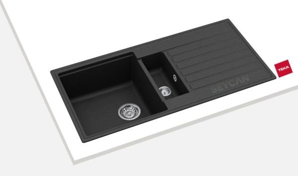 Teka Cliff 60 B-TQ 1.5 Gözlü Siyah Granit Eviye