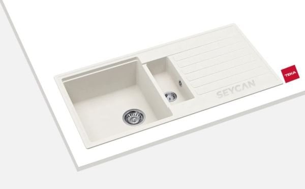 Teka Cliff 60 B-TQ 1.5 Gözlü Beyaz Granit Evye