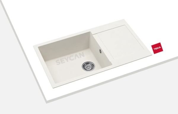 Teka Clivo 60 B-TQ Damlalıklı Beyaz Granit Evye