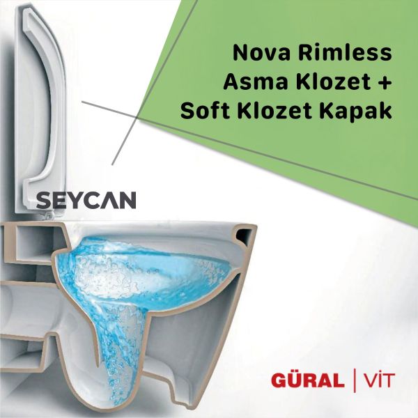 Güral Nova Rimless Asma Klozet + Soft Klozet Kapak