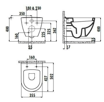 Creavit TP 325 Terra Asma Klozet - Altın Kaplama
