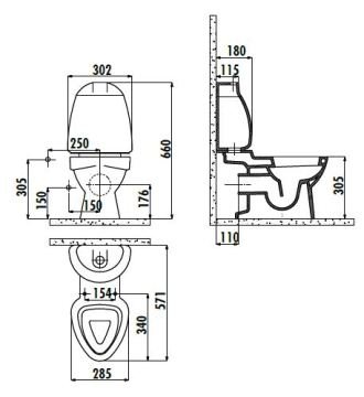 Creavit Çocuk Arkadan Çıkışlı Dekorlu Klozet Takımı