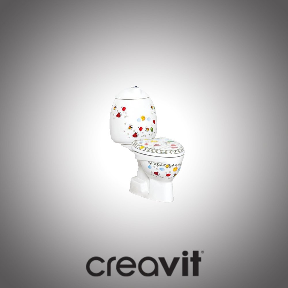 Creavit Çocuk Arkadan Çıkışlı Dekorlu Klozet Takımı