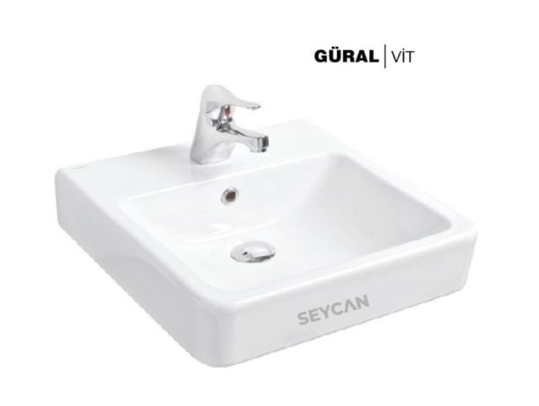 Güral Tezgah Üstü Kare Lavabo Beyaz