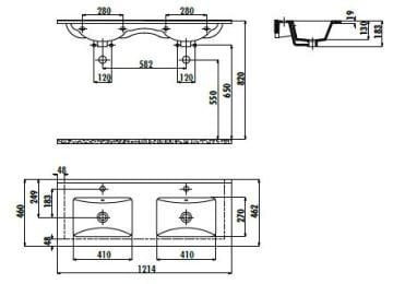 Creavit Su 46X121 Çift Hazneli Lavabo