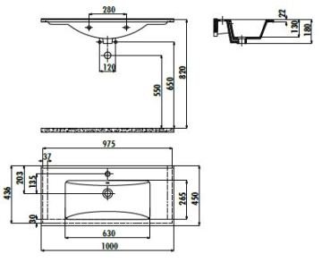 Creavit Su 45x100 cm Lavabo
