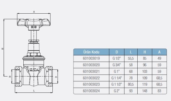 Eca 1'' Şiber Vana 601003021