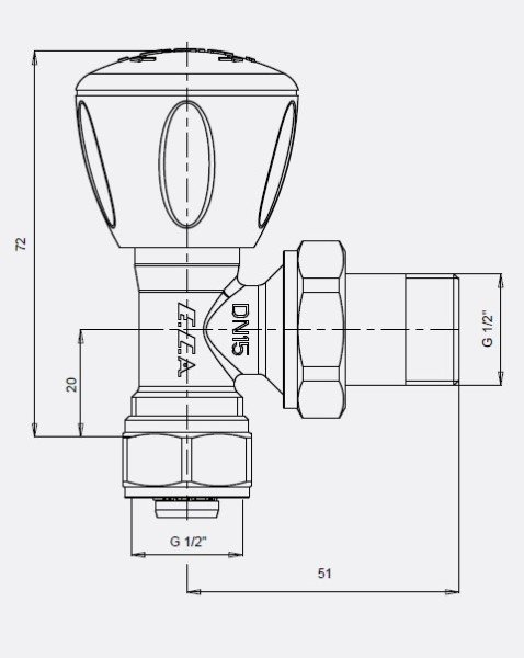 Eca 1/2'' RV3 Krom PEX Köşe Radyatör Vanası