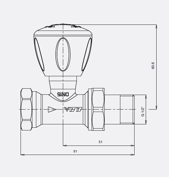 Eca 1/2'' RV3 Krom Düz Radyatör Vanası