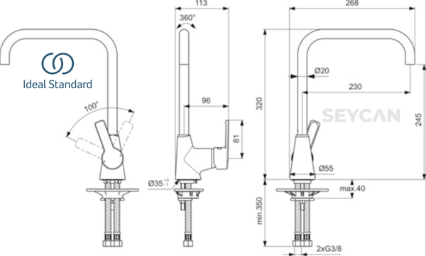 İdeal Standard İdealstream Kuğu Tip Evye Bataryası