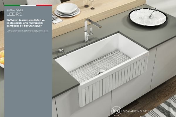 İsvea Ledro 61 cm Tek Hazneli Seramik Evye