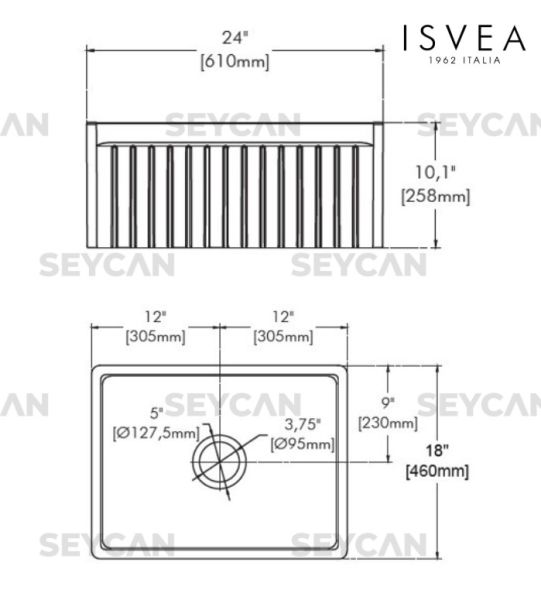 İsvea Ledro 61 cm Tek Hazneli Seramik Evye