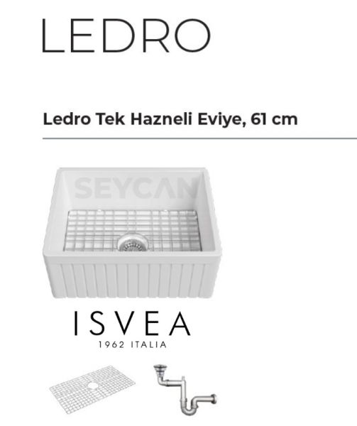 İsvea Ledro 61 cm Tek Hazneli Seramik Evye