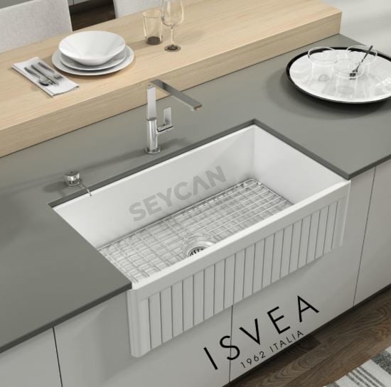 İsvea Ledro 84 cm Tek Hazneli Seramik Evye