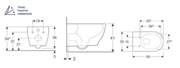 Geberit Senya Wall Hung WC + Senya Slim Duroplast Soft Cover