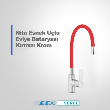Eca Nita Esnek Uçlu Evye Bataryası Kırmızı Krom