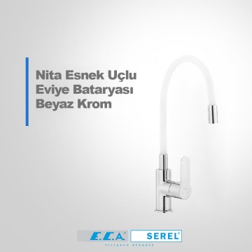 Eca Nita Esnek Uçlu Eviye Bataryası Beyaz Krom