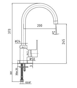 Eca Nita Esnek Uçlu Eviye Bataryası Siyah Krom