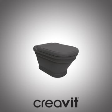 Creavit Antik Asma Klozet Antrasit Mat + Antik Duroplast Amortisörlü Klozet Kapağı