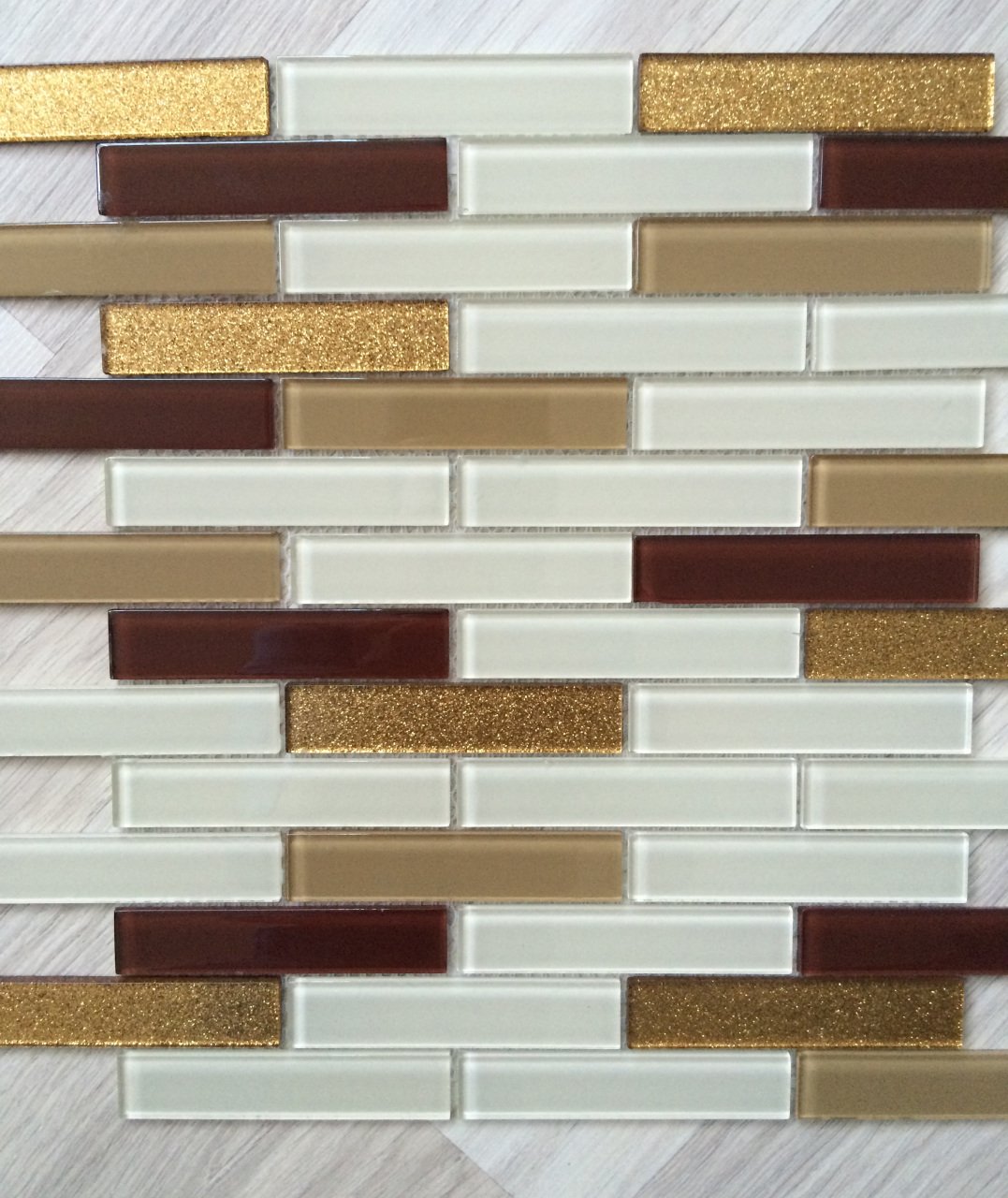 İthal Cam Mozaik 4 mm Kahve Krem Mix 20*98 mm